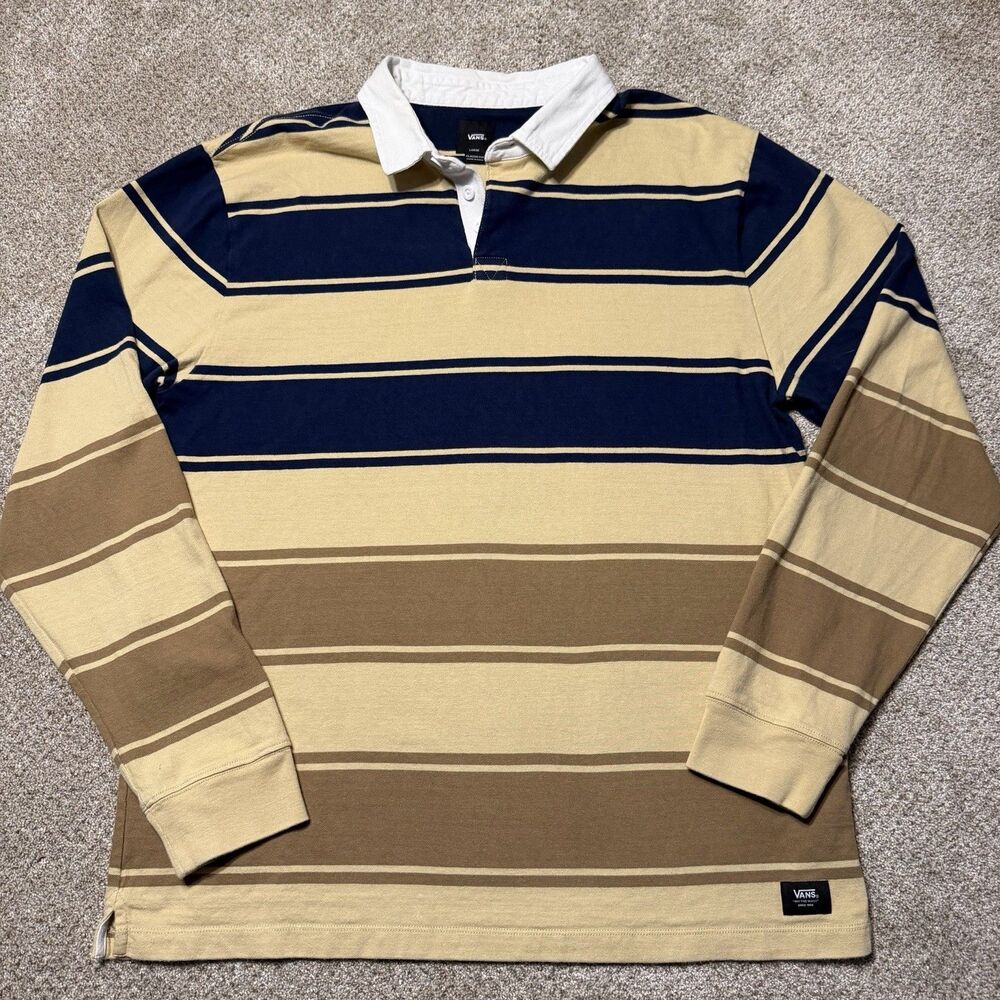 Vans Rugby Polo Men’s Size Large Striped Skater Classic Fit Off The Wall